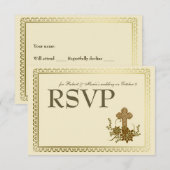 Bruine Bloemkruis RSVP Kaartje (Voorkant / Achterkant)