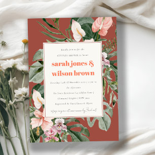 Bruine Blush Boho Tropische Bloemenkoppel Shower Kaart