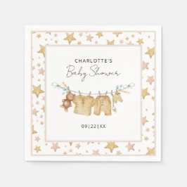 Bruine Boho Clothesline Baby showers servetten