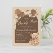 Bruine Boho Pampasgras Teddybeer Kaart (Staand voorkant)