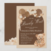 Bruine Boho Pampasgras Teddybeer Kaart (Voorkant / Achterkant)
