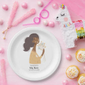 Bruine boho vrouw bouquet van het hart papieren bordje (Feest)