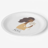 Bruine boho vrouw bouquet van het hart papieren bordje (Gekanteld)