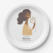 Bruine boho vrouw bouquet van het hart papieren bordje (Voorkant)