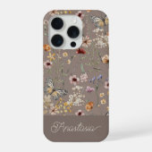 Bruine Boho Waterverf Wilde Bloemen Patroon  iPhone Hoesje (Achterkant)