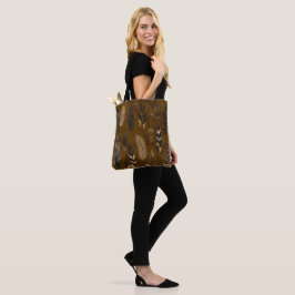 Bruine boodschappentas met veerprint tote bag