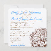 Bruine Boom Aqua Blue Font Wedding Invitation Kaart (Voorkant)