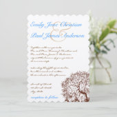 Bruine Boom Aqua Blue Font Wedding Invitation Kaart (Staand voorkant)