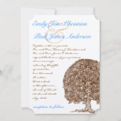 Bruine Boom Aqua Blue Font Wedding Invitation Kaart (Voorkant)