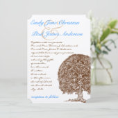 Bruine Boom Aqua Blue Font Wedding Invitation Kaart (Staand voorkant)