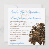 Bruine Boom Aqua Blue Font Wedding Invitation Kaart (Voorkant)