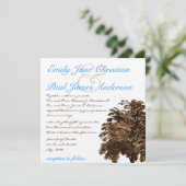Bruine Boom Aqua Blue Font Wedding Invitation Kaart (Staand voorkant)