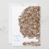 Bruine Boom Aqua Blue Forest Wedding Invitation Kaart (Achterkant)
