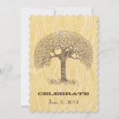 Bruine boom Love Bird Yellow Woodgrain Wedding Kaart (Achterkant)