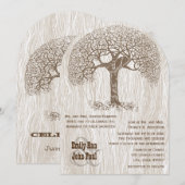 Bruine boom Love Bird Yellow Woodgrain Wedding Kaart (Voorkant / Achterkant)