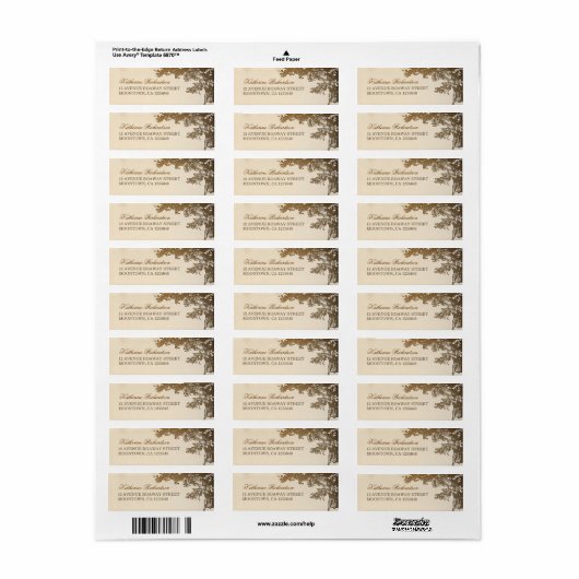 Bruine boom retour adreslabels etiket (Full Sheet)