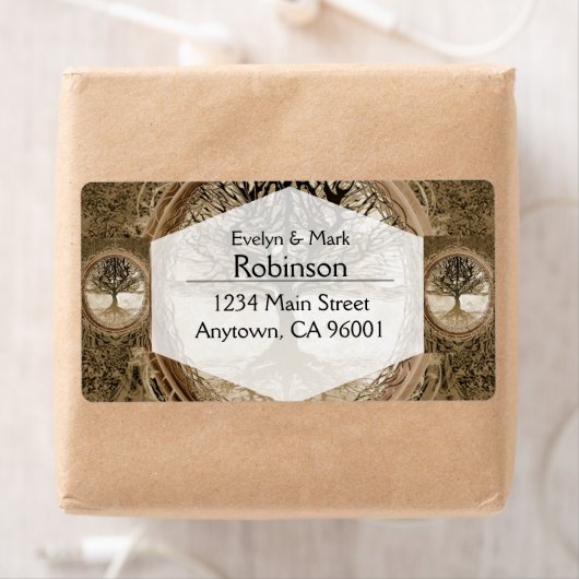 Bruine boom van het Life-patroon Etiket (Insitu)