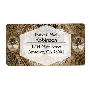 Bruine boom van het Life-patroon Etiket