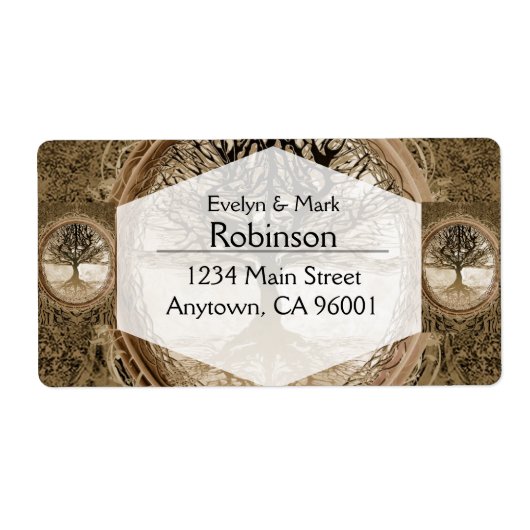 Bruine boom van het Life-patroon Etiket (Voorkant)
