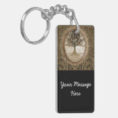 Bruine boom van het Life-patroon Sleutelhanger (Voorkant Links)