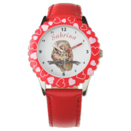 Bruine boomkor op Branch Girly Horloge