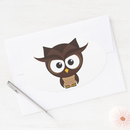 Bruine boomkorren ovale sticker (Envelop)