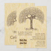 Bruine boomliefdesvogel Tan Yellow Woodgrain Weddi Kaart (Voorkant / Achterkant)