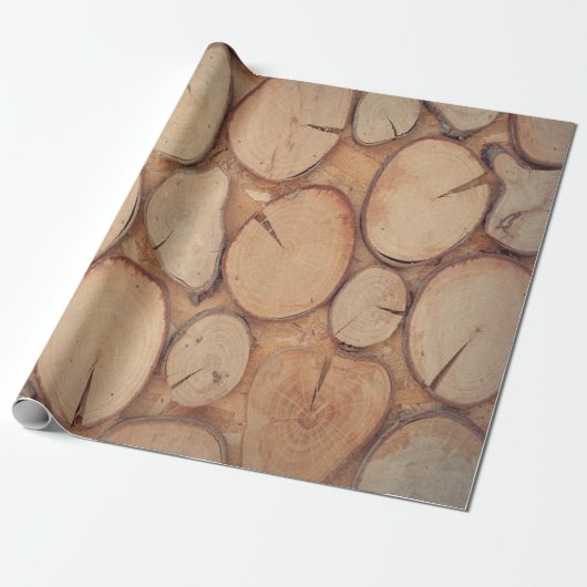 Bruine boomstammen cadeaupapier (Uitgerold)