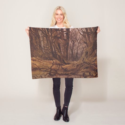 Bruine boomstammen in een herfstbos fleece deken (In situ)