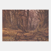 Bruine boomstammen in een herfstbos inpakpapier vel (Voorkant)