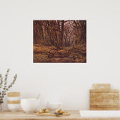 Bruine boomstammen in een herfstbos poster (Keuken)