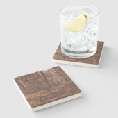 Bruine boomstammen in een herfstbos stenen onderzetter (Zijkant)