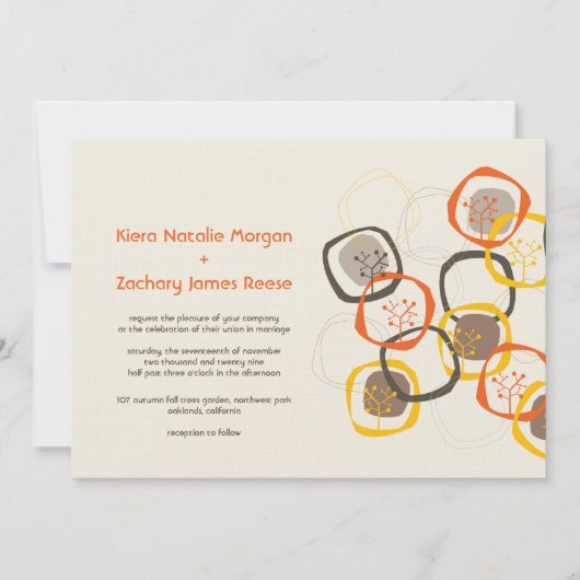 Bruine bosboomringing - herfst herfst bruiloft kaart (Voorkant)