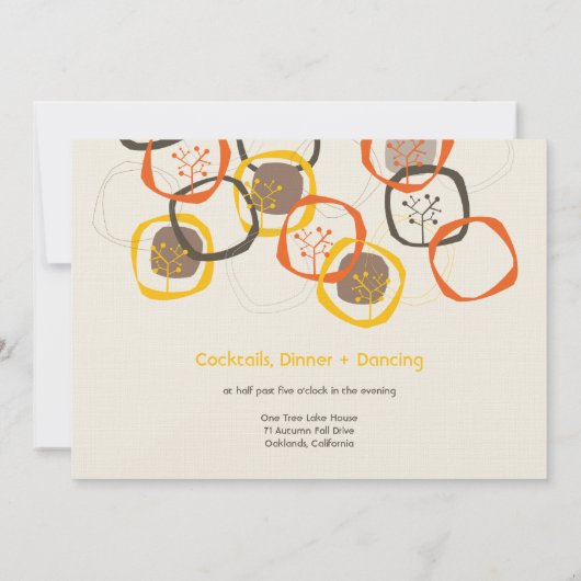 Bruine bosboomringing - herfst herfst bruiloft kaart (Achterkant)