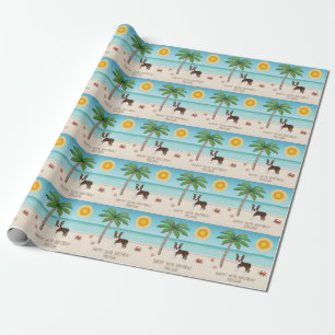Bruine Boston Terrier Op Een Tropisch Zomerstrand Cadeaupapier