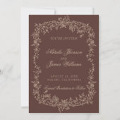 Bruine Botanische Oud Geld Huwelijk Chocolade Bloe Save The Date (Achterkant)
