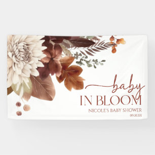 Bruine Bourgogne Baby In Bloom Bloemen Baby Shower Spandoek
