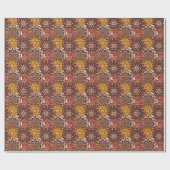 Bruine Bourgogne en gele cirkel Mandala Cadeaupapier (Vlak)