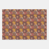 Bruine Bourgogne en gele cirkel Mandala Inpakpapier Vel (Voorkant 2)