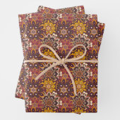 Bruine Bourgogne en gele cirkel Mandala Inpakpapier Vel (In situ)