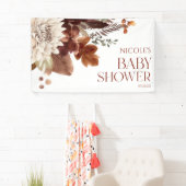 Bruine Bourgondië Baby In Bloom Bloemen Baby Showe Spandoek (Insitu)