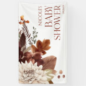 Bruine Bourgondië Baby In Bloom Bloemen Baby Showe Spandoek (Verticaal)