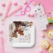 Bruine Bourgondië Verliefd Worden Bloemrijke Bruid Papieren Bordje (Feest)