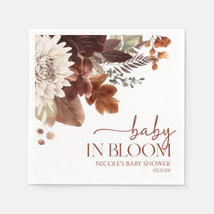 Bruine Bourgondische Baby in Bloom Floral Baby sho Servet
