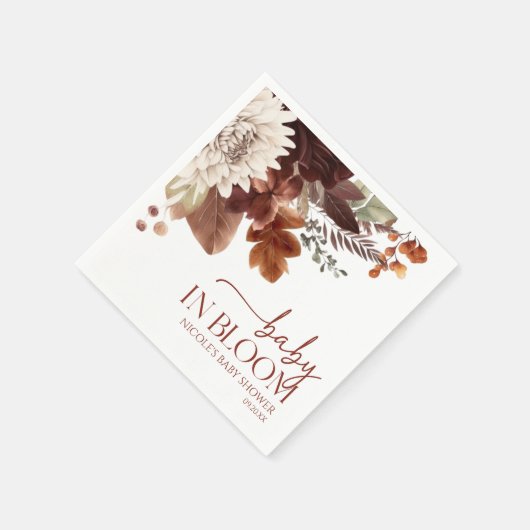 Bruine Bourgondische Baby in Bloom Floral Baby sho Servet (Hoek)