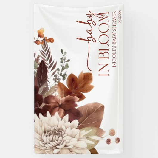 Bruine Bourgondische Baby in Bloom Floral Baby sho Spandoek (Verticaal)