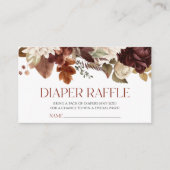 Bruine Bourgondische Floral Baby shower Luier Raff Informatiekaartje (Voorkant)