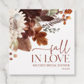 Bruine Bourgondische Herfst Verliefd Bloemen Vrijg Bedankjes Labels (Voorkant)