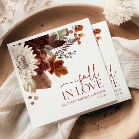 Bruine Bourgondische Herfst Verliefd Bloemen Vrijg Servet