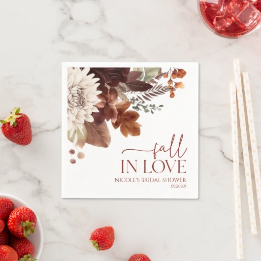 Bruine Bourgondische Herfst Verliefd Bloemen Vrijg Servet (Insitu)